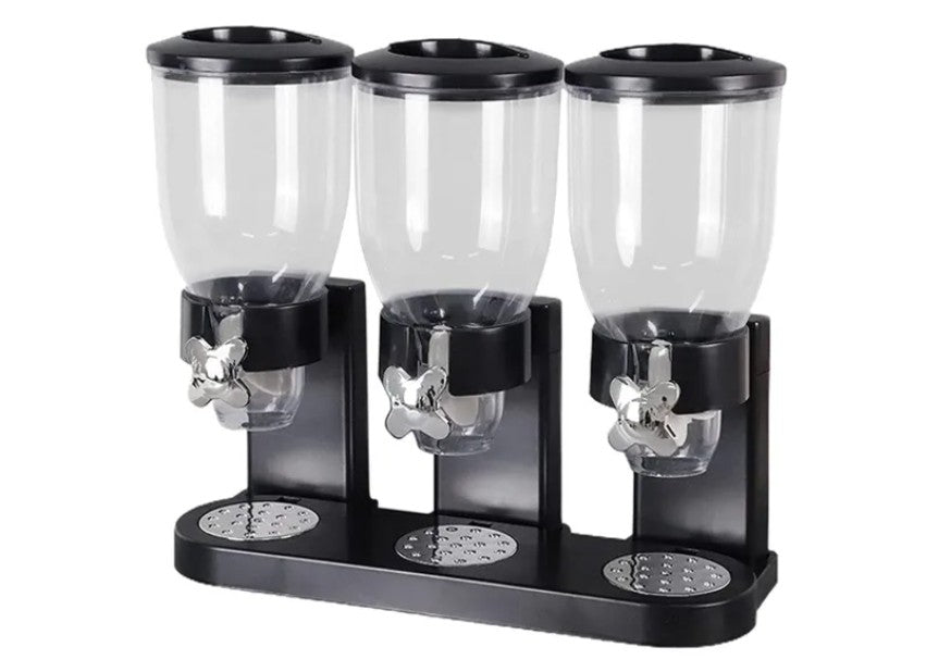 Triple Cereal Dispenser (Black Base and Lid)