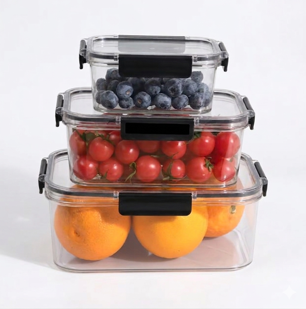 3 Piece Silicone Seal Food Storage Box Set